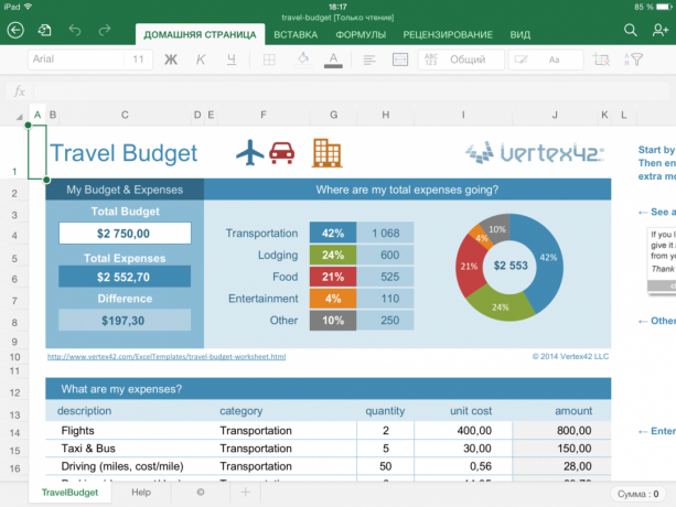 Como calcular o custo da viagem no Excel
