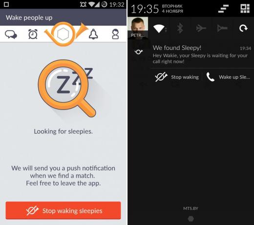 procurar automaticamente para dormir em Wakie para Android