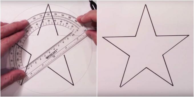 Como desenhar uma estrela usando um transferidor