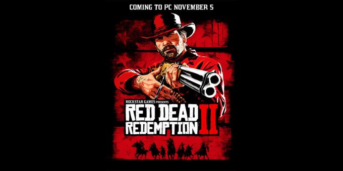O cartaz para o anúncio da versão PC de Red Dead Redemption 2