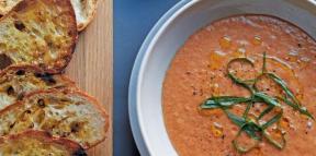 A receita clássica para gazpacho - uma refrescante sopa simples ingredientes