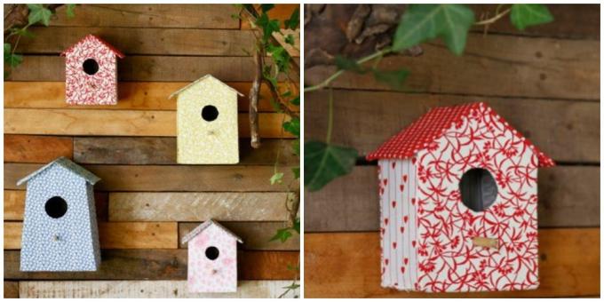 Papelão Birdhouse com suas próprias mãos