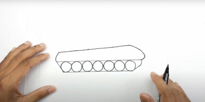 Como desenhar um tanque: adicione uma lagarta
