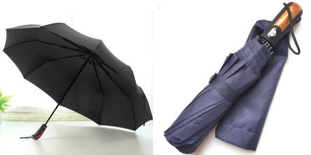 Guarda-chuva com punho de madeira