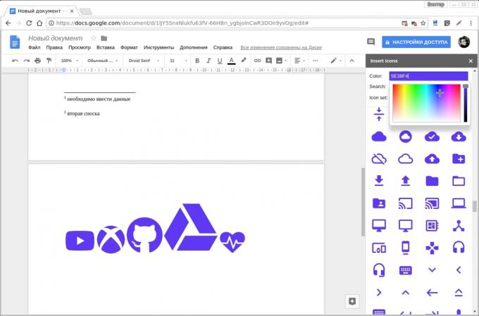 Google Docs add-ons: Ícones de inserção para Docs