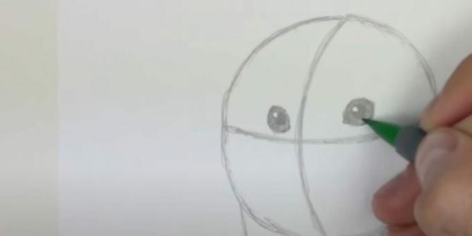 Como desenhar uma coruja: desenhe os olhos