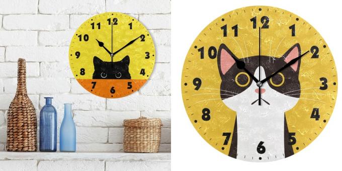 Relógio de parede com gatos 