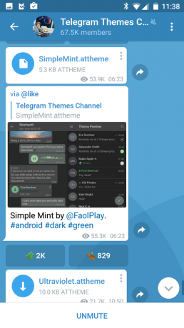 telegrama para o Android: tema azul