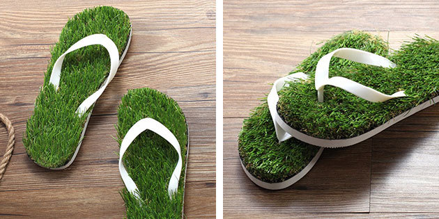 Flip-flops com o efeito do gramado