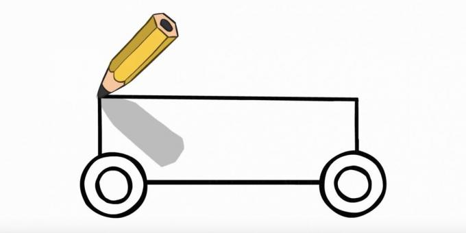 Como desenhar um carro de polícia: conecte as rodas na parte superior e inferior