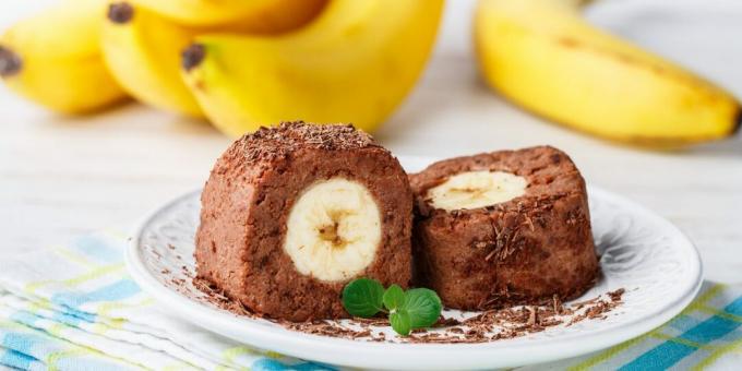 Sobremesa fácil de banana com chocolate