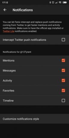Os pedidos de acesso à conta do Twitter no Android: Fenix ​​2