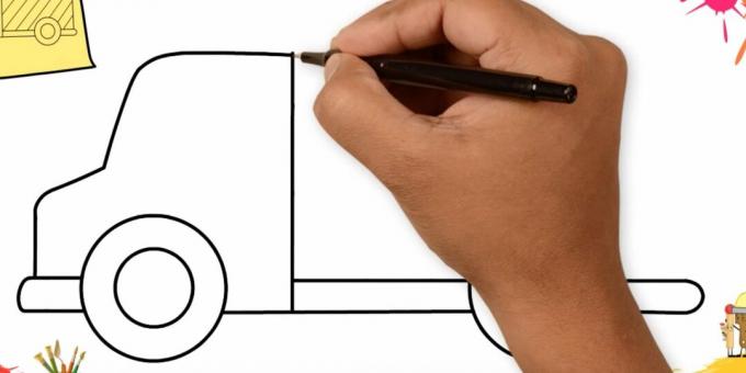 Como desenhar um caminhão: desenhe a frente do carro