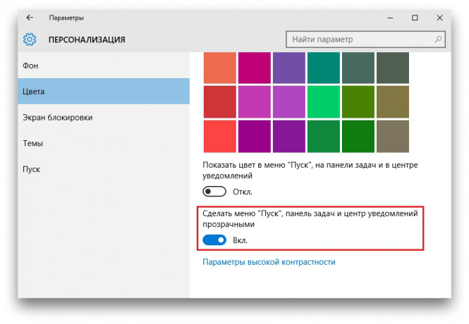 Configurar o Windows 10: a transparência do menu do sistema