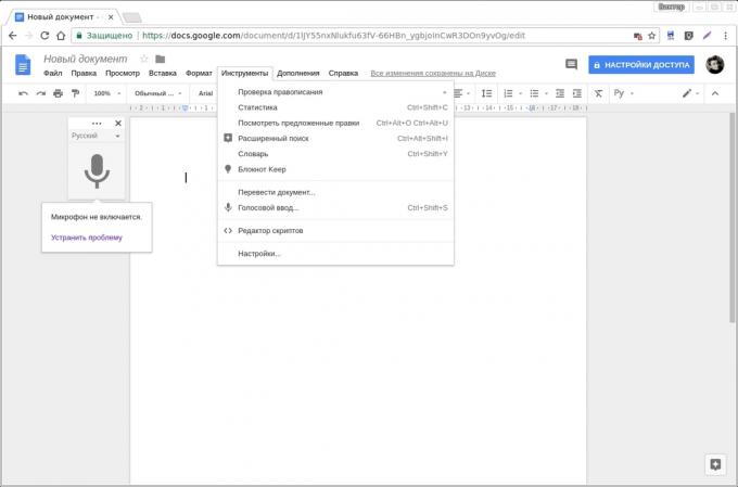 Google Docs add-ons: entrada de voz