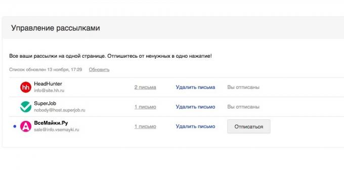 «Mail.ru Mail": Gerenciamento de Distribuição