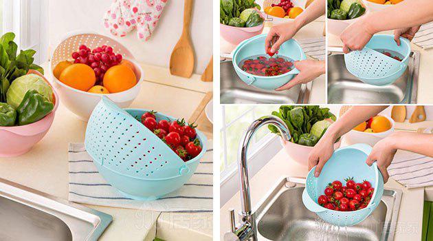 Tigela de frutas e legumes de lavar