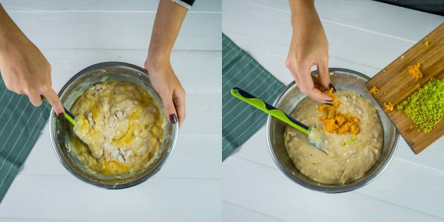 Torta de pêra e nozes: adicione as raspas à massa