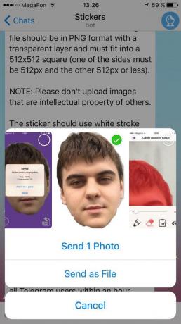 Como fazer os adesivos para Telegram: enviar a fotografia como um arquivo