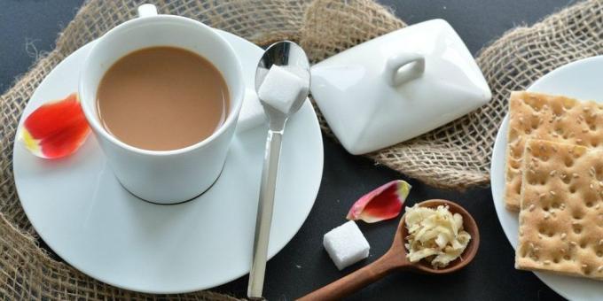 Ginger Receitas: chá de gengibre leite
