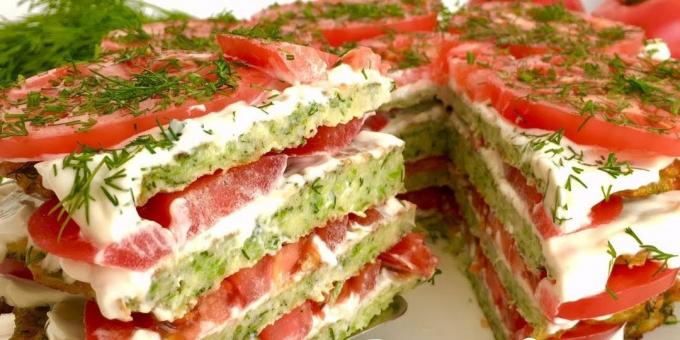 Receitas: Zucchini bolo com tomates