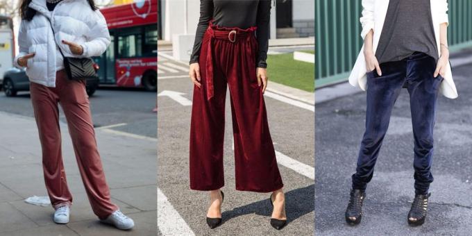 Venda do verão de vestuário e calçado para as mulheres: calças largas de veludo