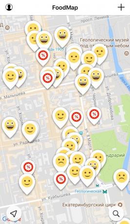 instalações de pesquisa no mapa: FoodMap