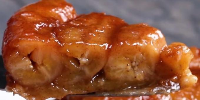 Bolos com bananas: Bolo de cabeça para baixo folhada com bananas caramelizadas