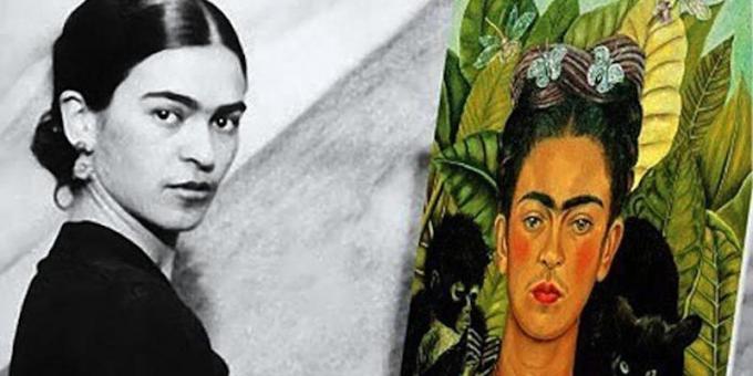 Frida Kahlo com o seu auto-retrato