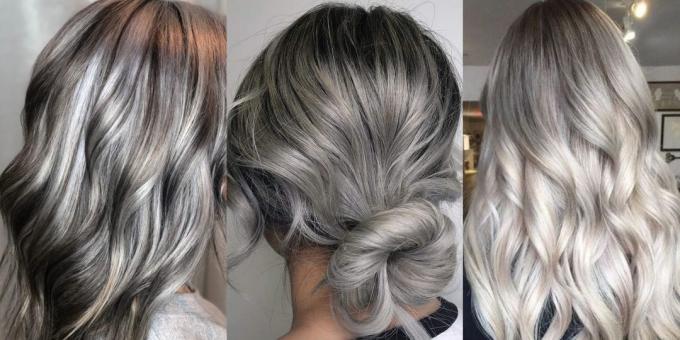 cor de cabelo da moda 2019 de prata e cinzas
