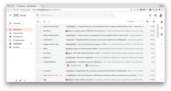 Ícones remetente do Gmail