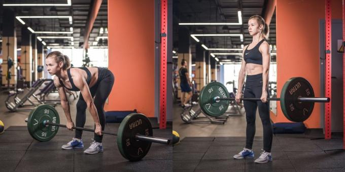 Como perna de construção: Deadlift em pernas retas