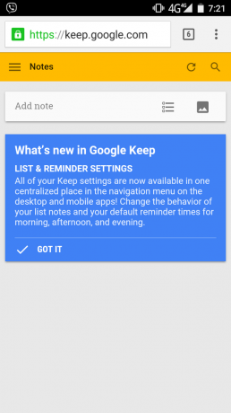 Google Keep: atualização