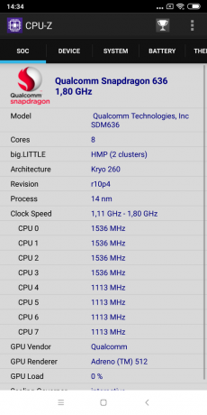revisão Xiaomi Mi Max 3: CPU-Z
