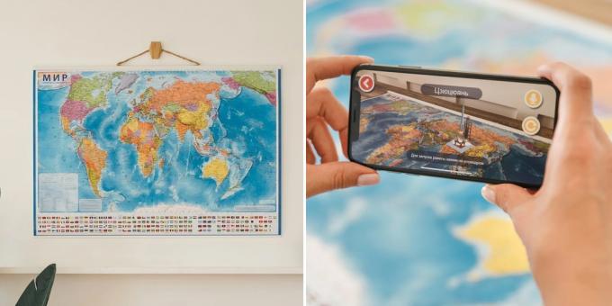 Presentes para uma criança em 1º de setembro: mapa de parede do mundo