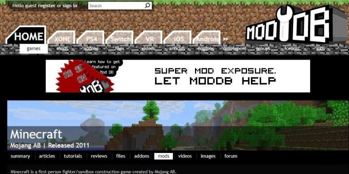 Moda Onde baixar Minecraft: modDB
