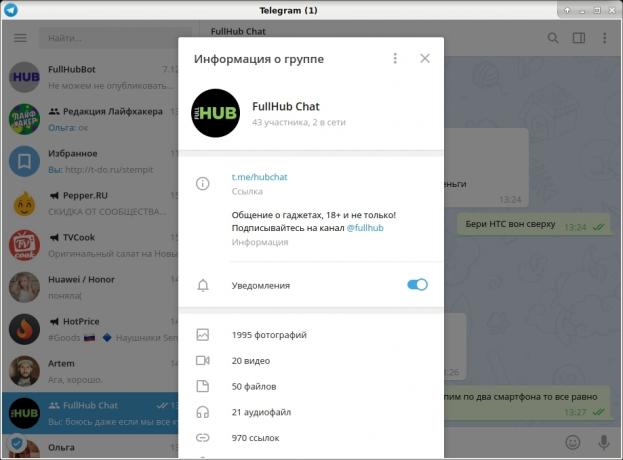 As referências à Telegram: Link para chat em grupo