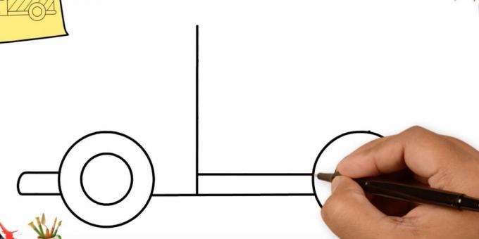 Como desenhar um caminhão: adicione duas linhas retas