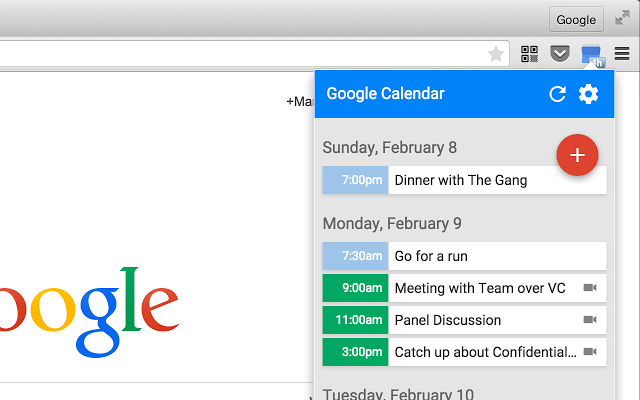 Extensão do Google Calendar (by Google)