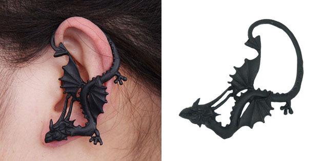 orelha manguito na forma de um dragão