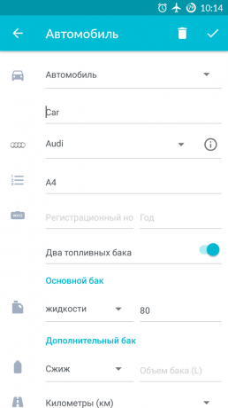 Drivvo para Android: dados