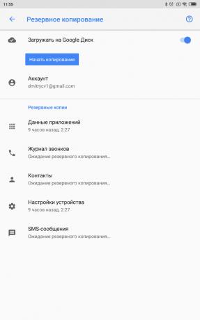 Android backup em «Google Drive"