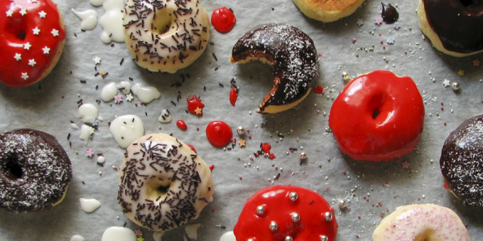 Donuts sem gordura profunda no forno