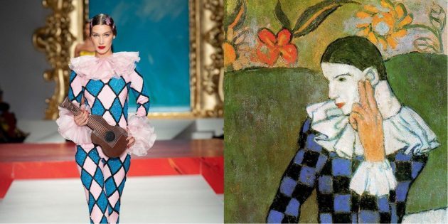 Modelo Moschino e Picasso "inclinada Harlequin"