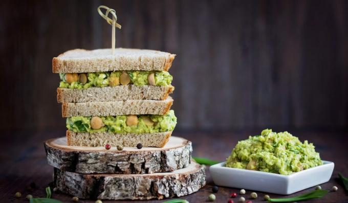 Sanduíches Vegan De Grão De Bico De Abacate