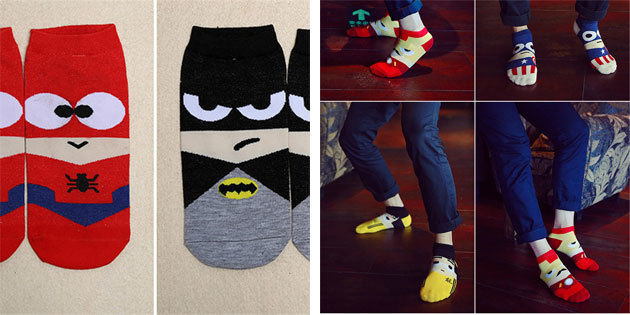 Belas meias: meias masculinas com super-heróis