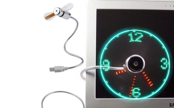 USB-ventilador com relógio de néon