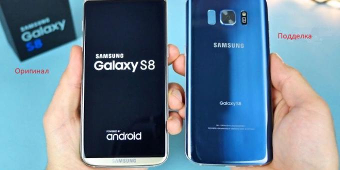 Originais e falsificados smartphones da Samsung