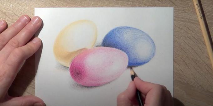 Pinte sobre o ovo e pinte a sombra