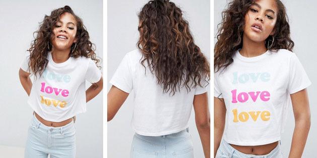 moda t-shirt das mulheres de lojas europeus: ASOS camisa encurtados
